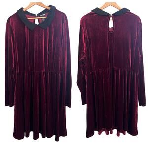 Hot Topic Womens 3X Velvet Skater Dress Gothic Peter Pan Collar Retro Party Punk